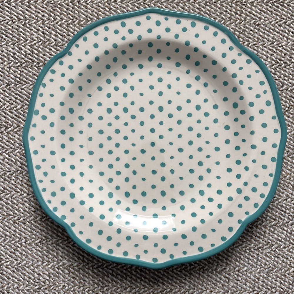 Pioneer Woman Retro Dot Dinner Plate 10.5" Teal Polka Dot Pattern - Picture 1 of 2